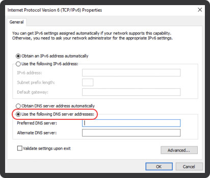 Windows DNS-indstillinger